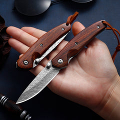 Damascus Steel Mini Carry Self-defense Outdoor Camping Portable Fruit Folding Knife