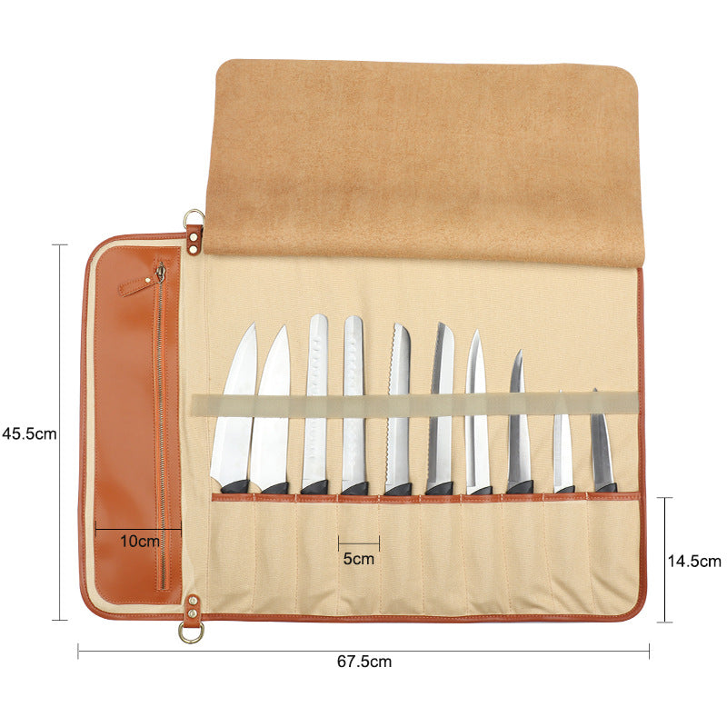 Chef Knife Storage Bag Leather Portable Chef Knife Wrap Type