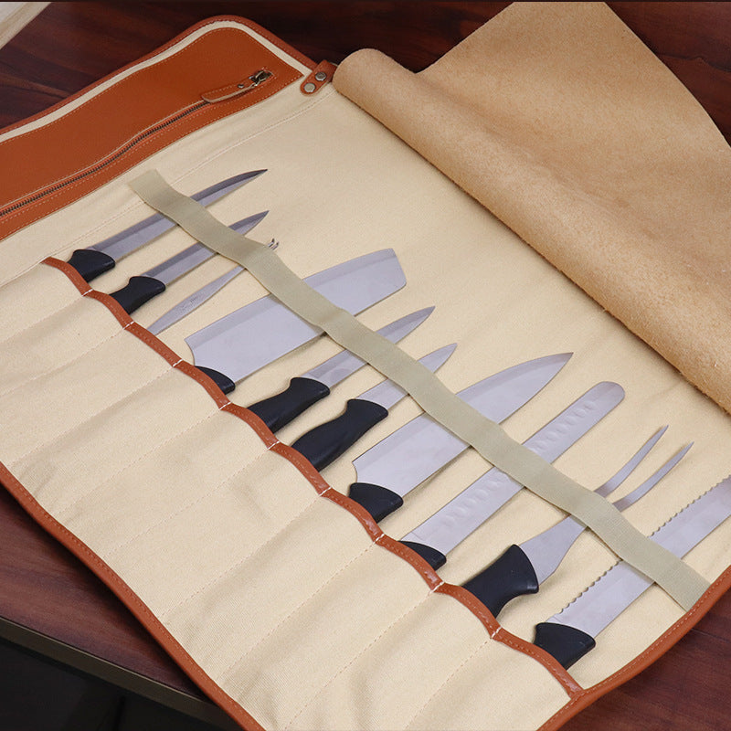 Chef Knife Storage Bag Leather Portable Chef Knife Wrap Type