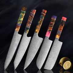 5pcs - Japanese Knife Set,Damascus Stell,Damascus Chef Knife Set,8’’ Damascus Kitchen Knife,Gift for Chef