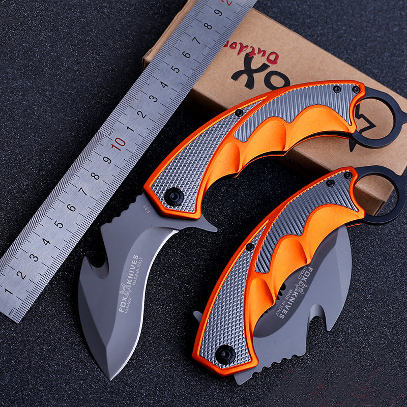 Steel Handle Stainless Steel Folding Knife Camping Tactical Outdoor