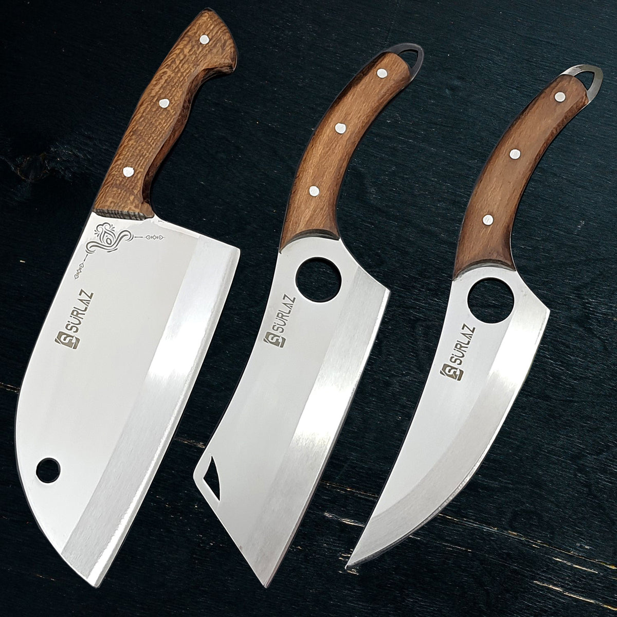 3 pcs Butcher Knife Set, Steak Knife, Meat Knife, Skinning Knife, Custom Engraved Knife, Gifts For Cooks,