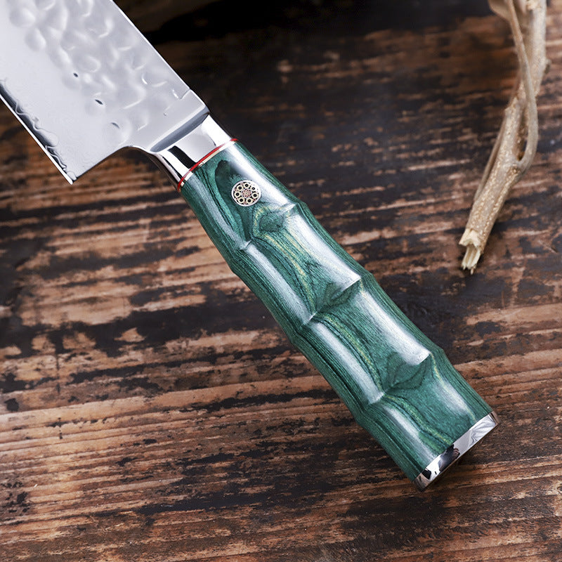 Damascus Steel Japanese Chef Knife with Real Abalone Shell Handle - 67-layer Japanese Damascus VG10 Steel,-Tang Blade