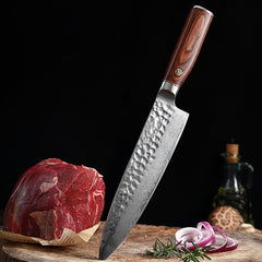 Damascus Steel Chopping Knife Kitchen Knife With Wooden Handle