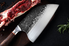 Stainless Steel Chef 8” Knife, Hammered Chef Knife Custom Handmade, Butchers Knife Professional Chefs Knife, Ebony Wood Handle