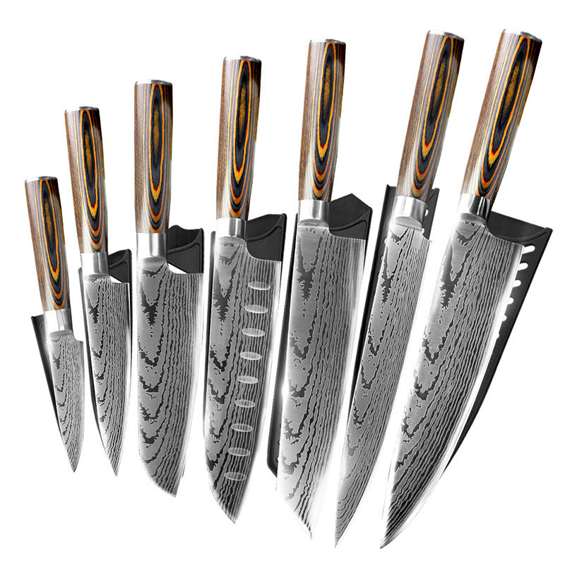 7 Pcs Handmade Damascus Chef Knife for Kitchen Perfection, Handcrafted Premium Damascus Steel Chef Knife, Gift For Chef