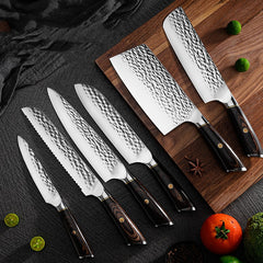 Handcrafted Stainless Steel Kitchen Knife Set, 6 pcs Chef Knife Set, Gift for Chef, Gift for Mom