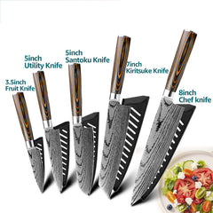 7 Pcs Handmade Damascus Chef Knife for Kitchen Perfection, Handcrafted Premium Damascus Steel Chef Knife, Gift For Chef