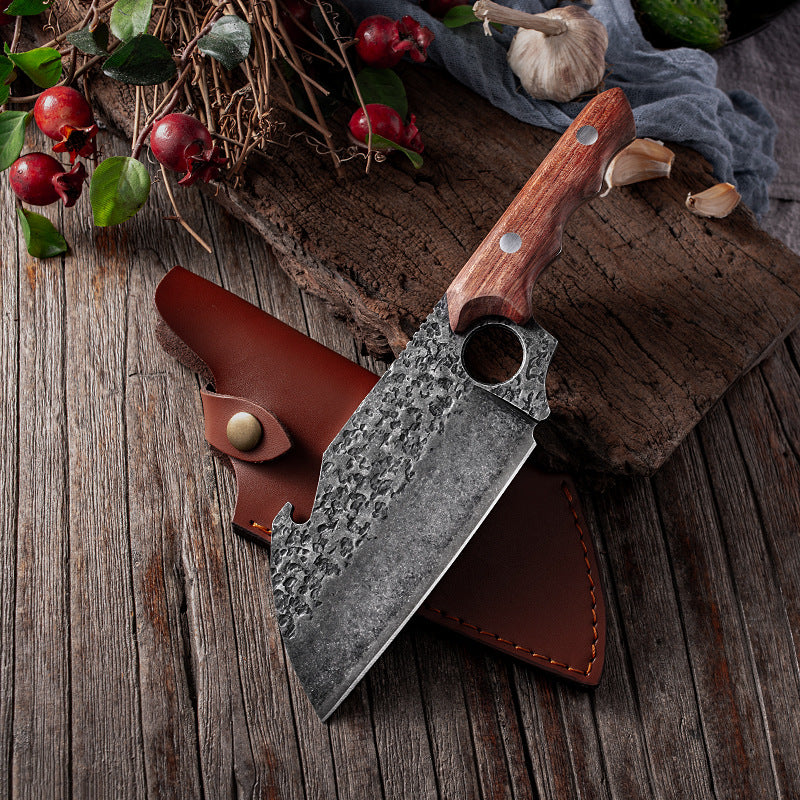 Damascus Steel Hand Forged Knife, Serbian Chef Cleaver Knife, Vintage Cooking Knife, Best Camping Gift, Gift For Chef